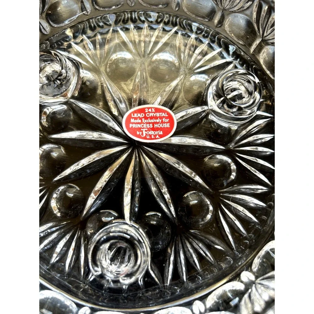 Vintage Princess House Fostoria 3 Taper Lead Crystal Candle Holder Original Box